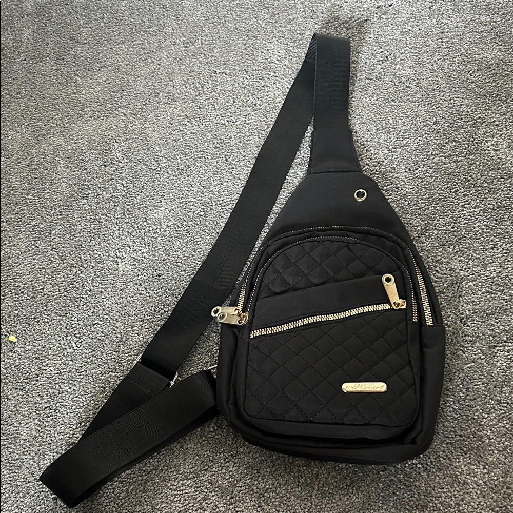 Black Quilted Women's Sling Bag - Picture 5 of 5